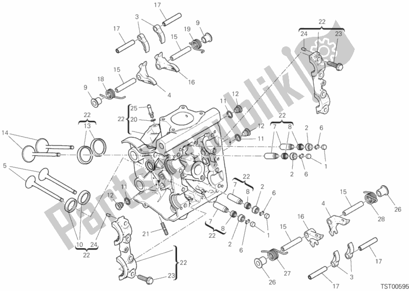 All parts for the Horizontal Head of the Ducati Monster 821 Stealth USA 2019